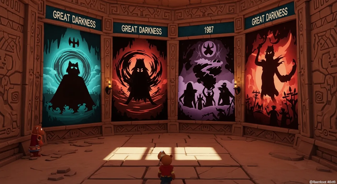 Environmental tale - Beemothep Desert ancient warnings and Astral Temple in Super Bear Adventure lore