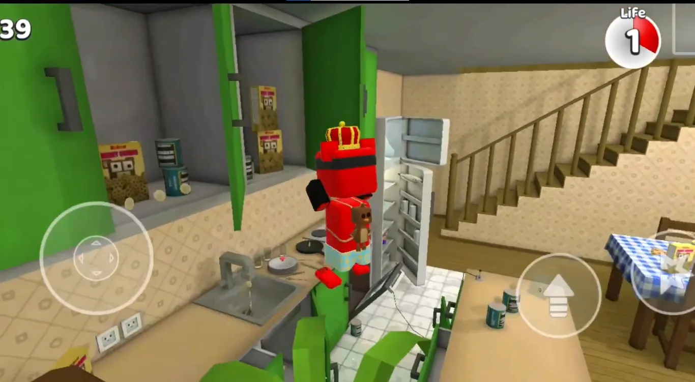 Hidden geometry sticker behind the toaster corner in Turtletown house - Super Bear Adventure