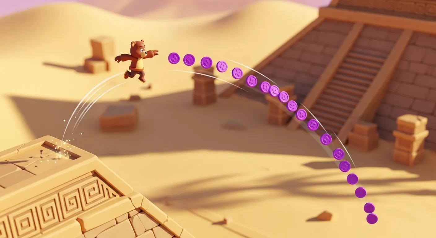 High CPM zone - Beemothep Desert coin farming route in Super Bear Adventure