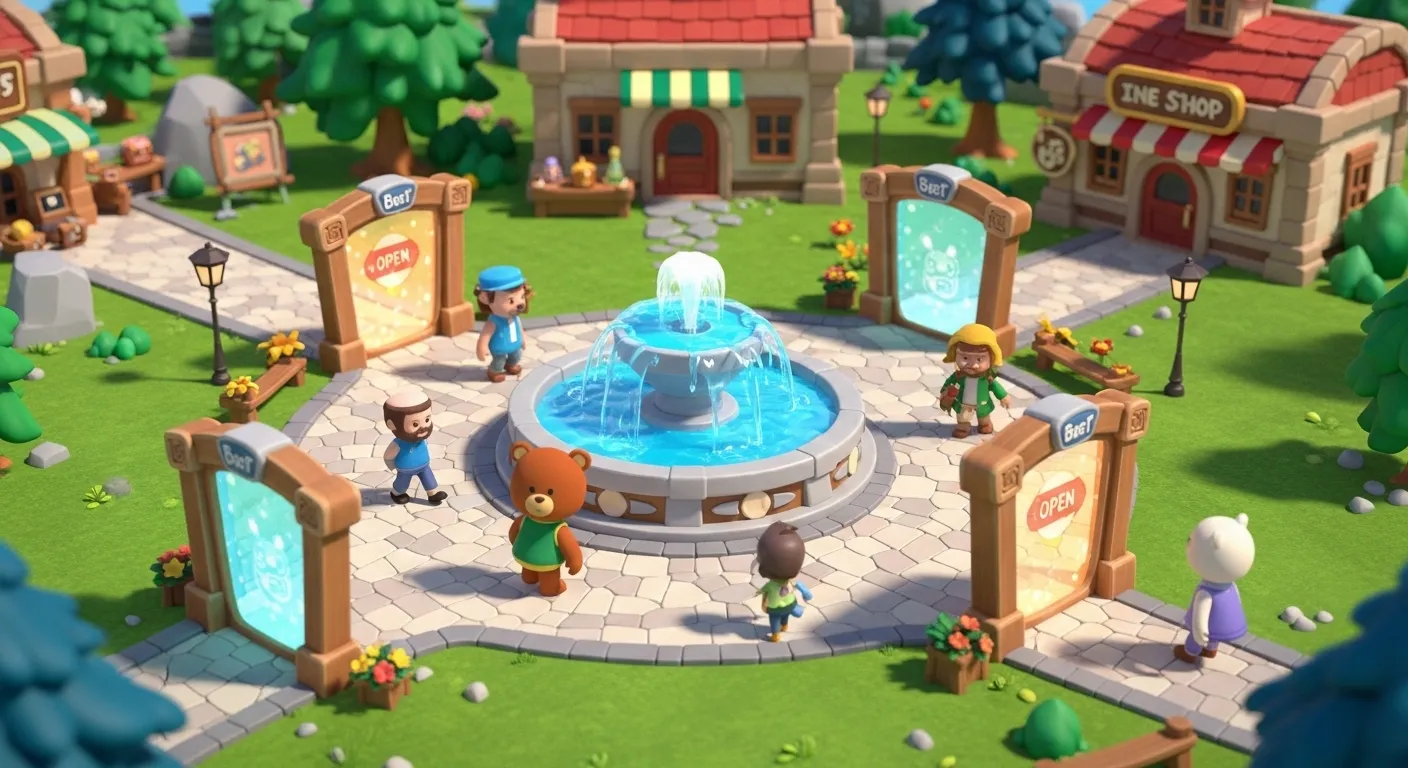 Starting at the Hub in Super Bear Adventure with the first world portal