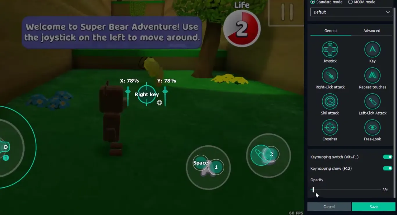 Super Bear Adventure PC keymapping proof - WASD and mouse controls