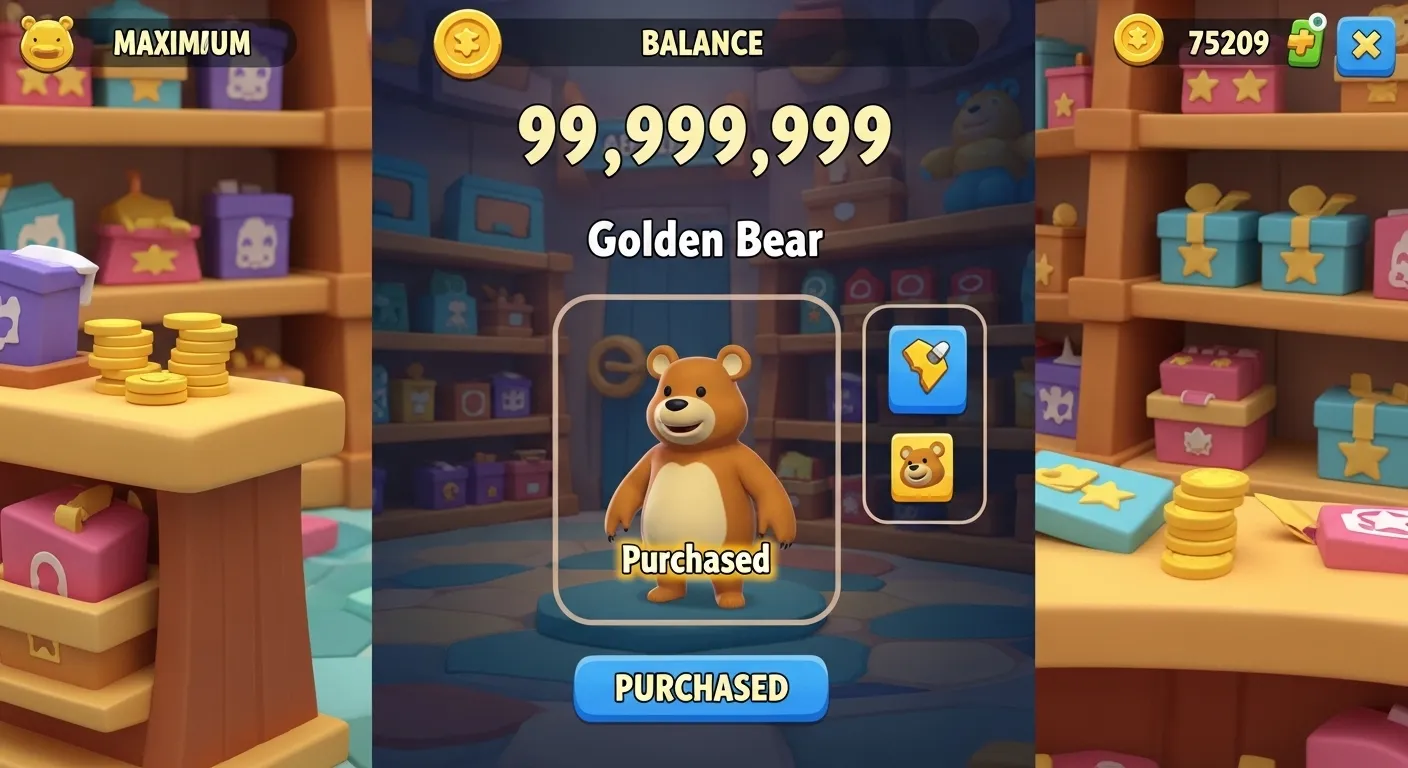 Mod wealth proof - full shop access with Super Bear Adventure Mod APK