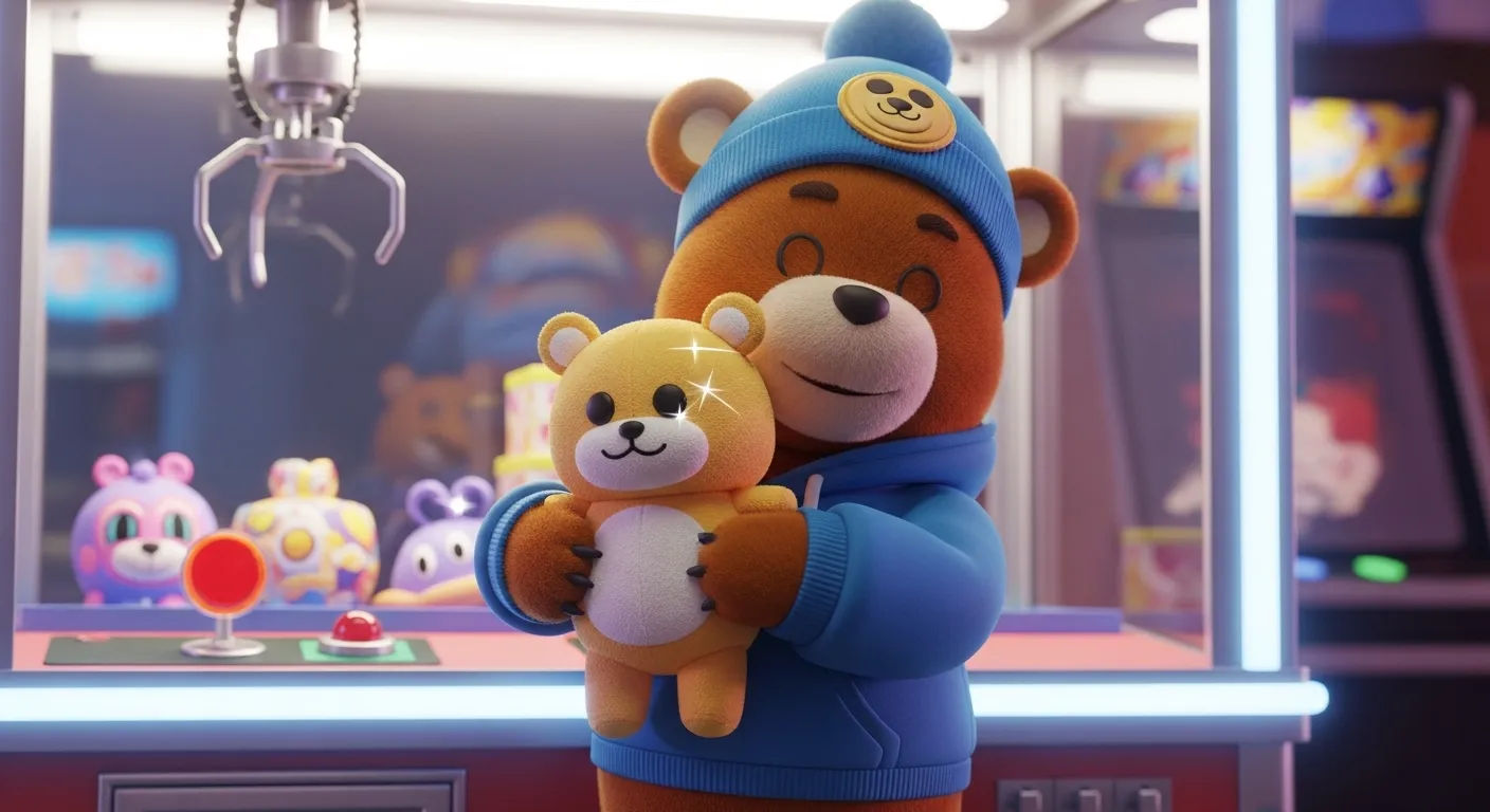 Rare prize win - Crane Game Mystery Plushie in Arcade World - Super Bear Adventure