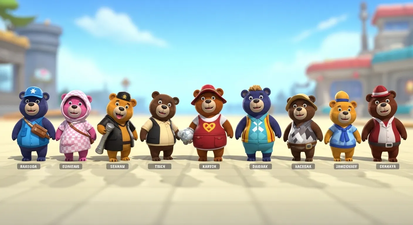 Rescued bears gathered in the Super Bear Adventure hub
