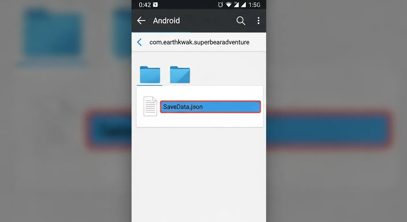 Backing up SaveData.json before installing an old Super Bear Adventure Mod APK