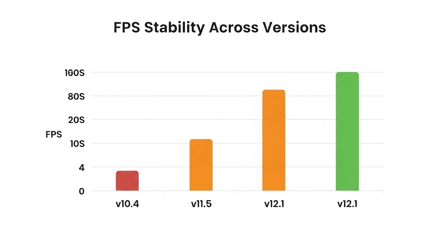 Stability comparison between v12.1.3 and legacy Super Bear Adventure Mod APK versions