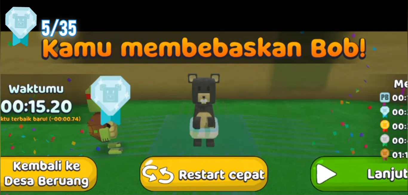 Diamond Medal timer explanation in Super Bear Adventure
