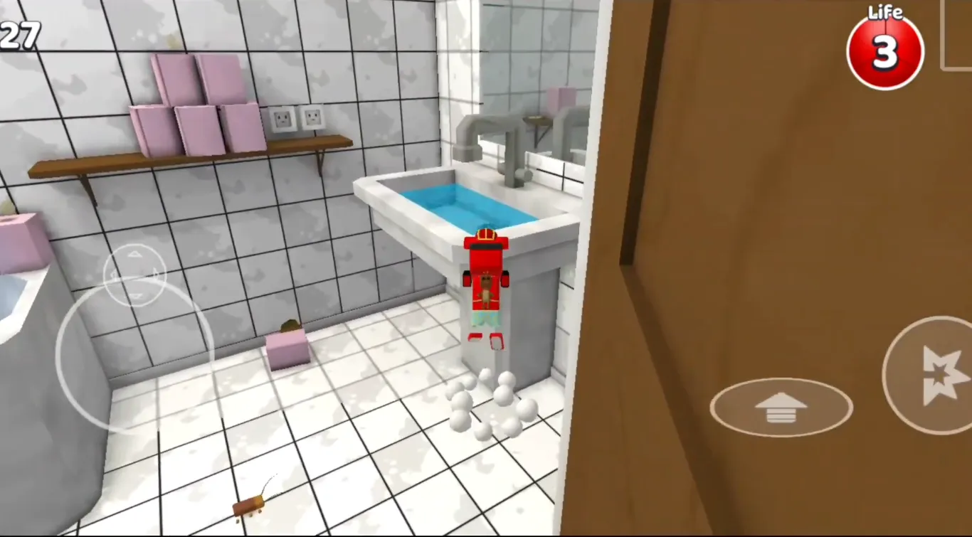 Vertical bathroom platforming and porcelain hazards in the Giant House - Super Bear Adventure